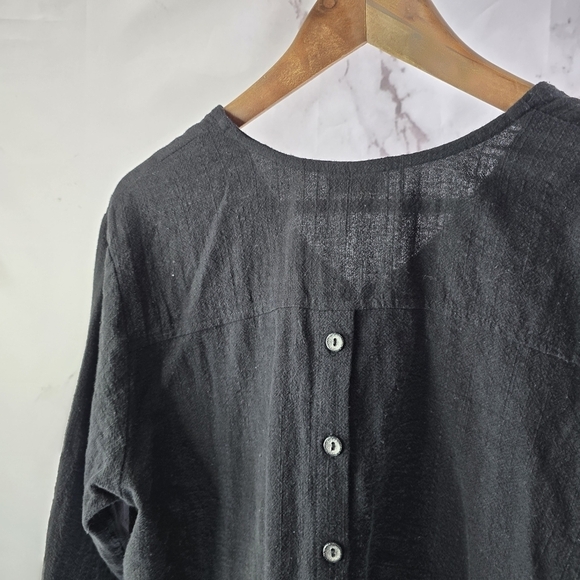 Habitat Shirt Womens Medium Tunic Button Front Back Textured Long Sleeve Gauze - Picture 11 of 13